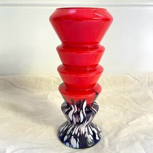 Kralik Art Glass Vase, 9.5" tall